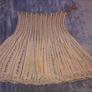Handmade Knit NOT SEE THROUGH Skirt / Beach Cover Up Skirt in Cream